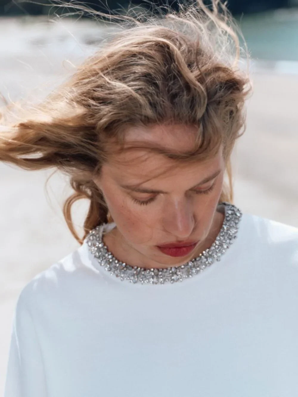 ZARA Small Euc Knitted Top With Rhinestone Collar - Picture 2 of 10